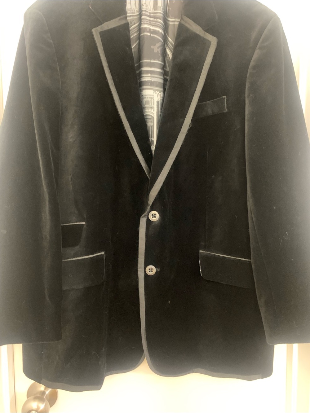 Robert Graham Black Velvet Blazer with Gray Trim